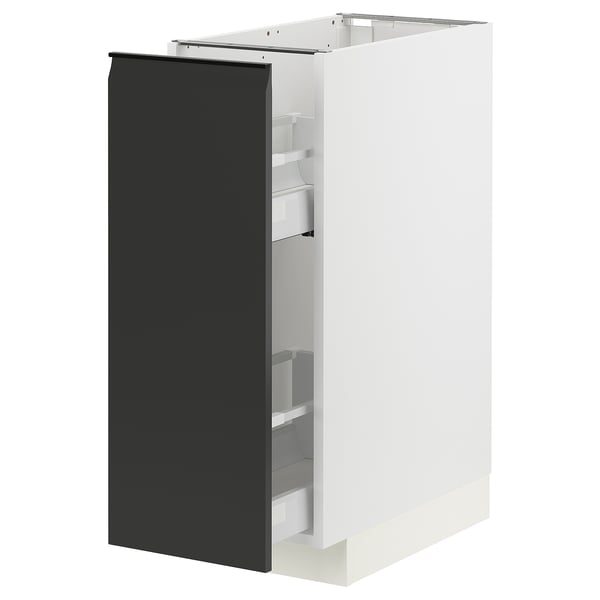 METOD / MAXIMERA Élément bas+rgts coulissants, blanc/Upplöv anthracite mat, 30x60 cm