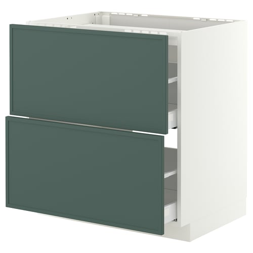 METOD / MAXIMERA Élément bas table cuisson/2fcs/2tir, blanc/Aspudden gris-vert foncé, 80x60 cm