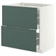 METOD / MAXIMERA Élément bas table cuisson/2fcs/2tir, blanc/Aspudden gris-vert foncé, 80x60 cm