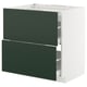 METOD / MAXIMERA Élément bas table cuisson/2fcs/2tir, blanc/Havstorp vert profond, 80x60 cm