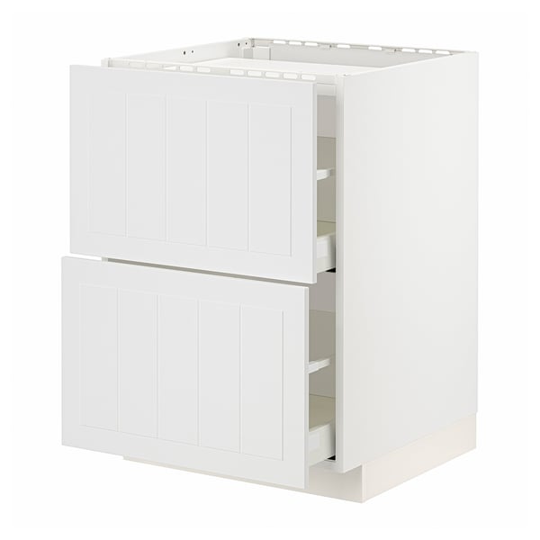 METOD / MAXIMERA Élément bas table cuisson/2fcs/2tir, blanc/Stensund blanc, 60x60 cm