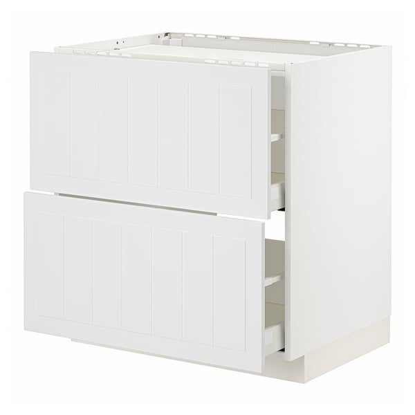 METOD / MAXIMERA Élément bas table cuisson/2fcs/2tir, blanc/Stensund blanc, 80x60 cm