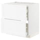 METOD / MAXIMERA Élément bas table cuisson/2fcs/3tir, blanc Enköping/blanc effet bois, 80x60 cm