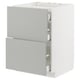 METOD / MAXIMERA Élément bas table cuisson/2fcs/3tir, blanc/Havstorp gris clair, 60x60 cm