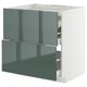 METOD / MAXIMERA Élément bas table cuisson/2fcs/3tir, blanc/Kallarp gris-vert foncé brillant, 80x60 cm