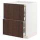 METOD / MAXIMERA Élément bas table cuisson/2fcs/3tir, blanc/Sinarp brun, 60x60 cm