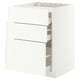 METOD / MAXIMERA Élément bas table cuisson/3fcs/3tir, blanc/Aspudden blanc mat, 60x60 cm