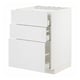 METOD / MAXIMERA Élément bas table cuisson/3fcs/3tir, blanc/Stensund blanc, 60x60 cm