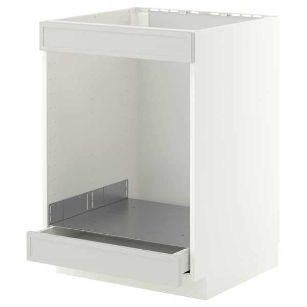 METOD / MAXIMERA Élément bas table cuisson/four+tir, blanc/Aspudden gris clair, 60x60 cm