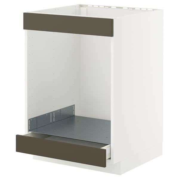 METOD / MAXIMERA Élément bas table cuisson/four+tir, blanc/Havstorp brun-beige, 60x60 cm