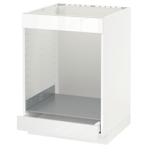 METOD / MAXIMERA Élément bas table cuisson/four+tir, blanc/Ringhult blanc, 60x60 cm