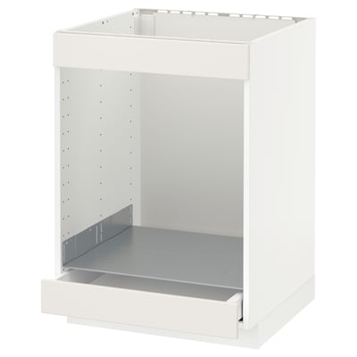 METOD / MAXIMERA Élément bas table cuisson/four+tir, blanc/Veddinge blanc, 60x60 cm