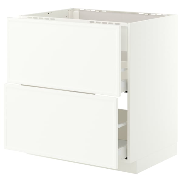 METOD / MAXIMERA Élément bas table cuisson/hotte tir, blanc/Aspudden blanc mat, 80x60 cm