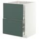 METOD / MAXIMERA Élément bas table cuisson/hotte tir, blanc/Aspudden gris-vert foncé, 60x60 cm