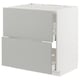 METOD / MAXIMERA Élément bas table cuisson/hotte tir, blanc/Havstorp gris clair, 80x60 cm