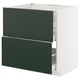 METOD / MAXIMERA Élément bas table cuisson/hotte tir, blanc/Havstorp vert profond, 80x60 cm