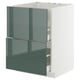 METOD / MAXIMERA Élément bas table cuisson/hotte tir, blanc/Kallarp gris-vert foncé brillant, 60x60 cm