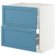METOD / MAXIMERA Élément bas table cuisson/hotte tir, blanc/Lerhyttan bleu, 80x60 cm