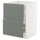 METOD / MAXIMERA Élément bas table cuisson/hotte tir, blanc/Nickebo gris mat-vert, 60x60 cm
