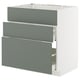 METOD / MAXIMERA Élément bas table cuisson/hotte tir, blanc/Nickebo gris mat-vert, 80x60 cm