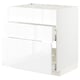 METOD / MAXIMERA Élément bas table cuisson/hotte tir, blanc/Ringhult blanc, 80x60 cm