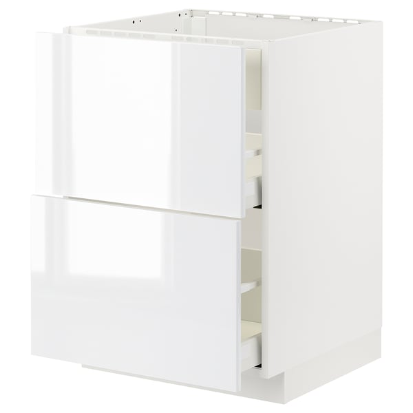 METOD / MAXIMERA Élément bas table cuisson/hotte tir, blanc/Ringhult blanc, 60x60 cm