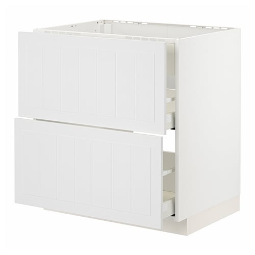 METOD / MAXIMERA Élément bas table cuisson/hotte tir, blanc/Stensund blanc, 80x60 cm