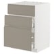 METOD / MAXIMERA Élément bas table cuisson/hotte tir, blanc/Upplöv beige foncé mat, 60x60 cm