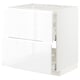 METOD / MAXIMERA Élément bas table cuisson/hotte tir, blanc/Voxtorp brillant/blanc, 80x60 cm