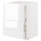 METOD / MAXIMERA Élément bas table cuisson/hotte tir, blanc/Voxtorp brillant/blanc, 60x60 cm