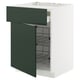 METOD / MAXIMERA Élément bas table cuisson/tir/2corb, blanc/Havstorp vert profond, 60x60 cm