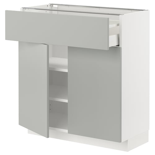 METOD / MAXIMERA Élément bas tiroir/2 portes, blanc/Havstorp gris clair, 80x37 cm