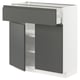 METOD / MAXIMERA Élément bas tiroir/2 portes, blanc/Voxtorp gris foncé, 80x37 cm