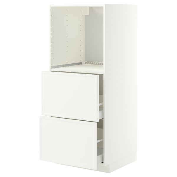 METOD / MAXIMERA Élément haut 2 tiroirs pr four, blanc/Aspudden blanc mat, 60x60x140 cm