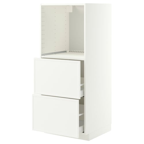 METOD / MAXIMERA Élément haut 2 tiroirs pr four, blanc/Aspudden blanc mat, 60x60x140 cm