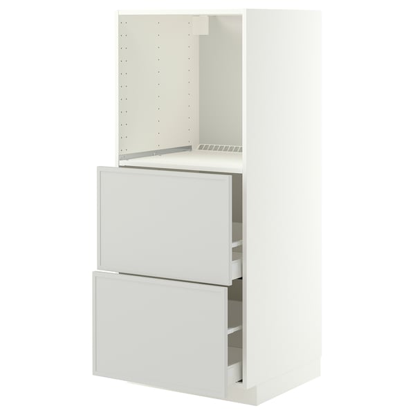 METOD / MAXIMERA Élément haut 2 tiroirs pr four, blanc/Aspudden gris clair, 60x60x140 cm