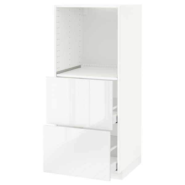 METOD / MAXIMERA Élément haut 2 tiroirs pr four, blanc/Ringhult blanc, 60x60x140 cm