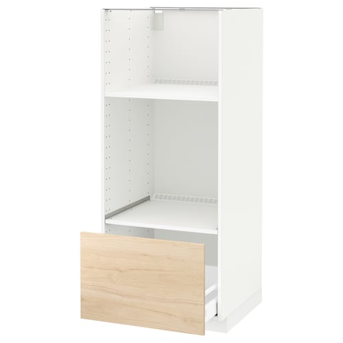 METOD / MAXIMERA Élément haut pr appareils encastrés, blanc/Askersund effet frêne clair, 60x60x140 cm
