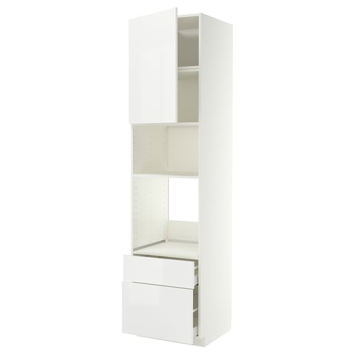 METOD / MAXIMERA Élément haut pr appareils encastrés, blanc/Ringhult blanc, 60x60x240 cm