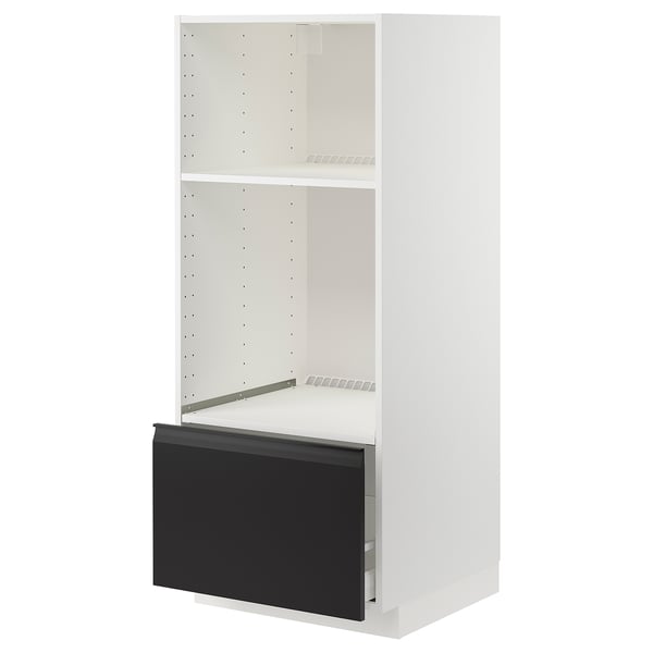 METOD / MAXIMERA Élément haut pr appareils encastrés, blanc/Upplöv anthracite mat, 60x60x140 cm