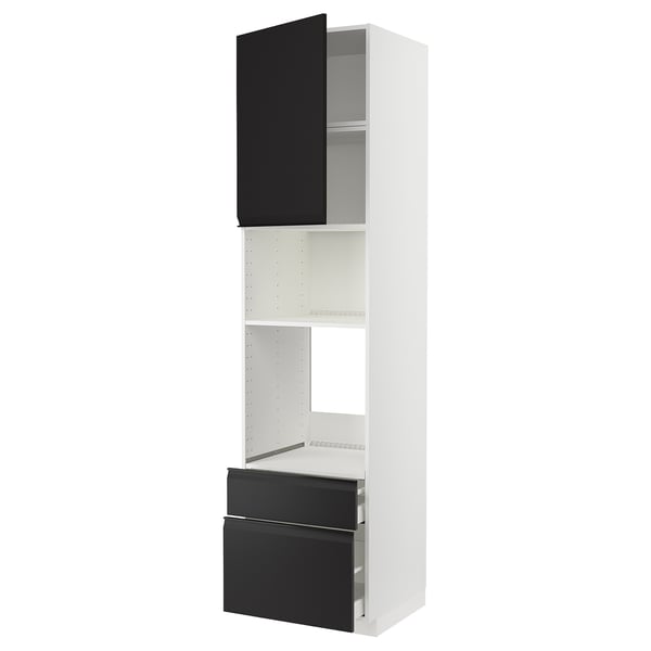 METOD / MAXIMERA Élément haut pr appareils encastrés, blanc/Upplöv anthracite mat, 60x60x240 cm