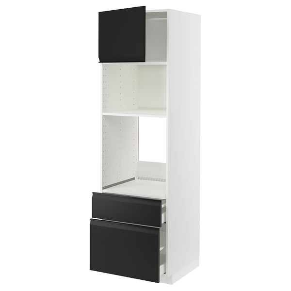 METOD / MAXIMERA Élément haut pr appareils encastrés, blanc/Upplöv anthracite mat, 60x60x200 cm