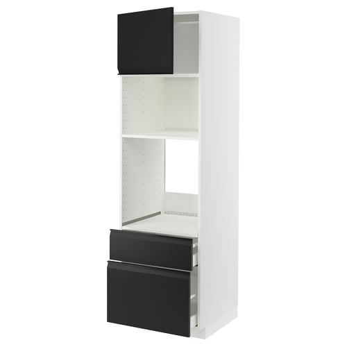METOD / MAXIMERA Élément haut pr appareils encastrés, blanc/Upplöv anthracite mat, 60x60x200 cm
