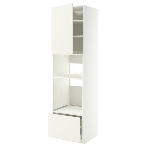 METOD / MAXIMERA Élément haut pr appareils encastrés, blanc/Vallstena blanc, 60x60x220 cm