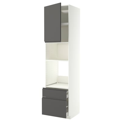 METOD / MAXIMERA Élément haut pr appareils encastrés, blanc/Voxtorp gris foncé, 60x60x240 cm