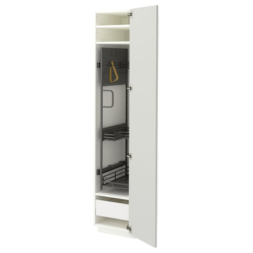 METOD / MAXIMERA Élément haut + rangements prod entr, blanc/Aspudden gris clair, 40x60x200 cm