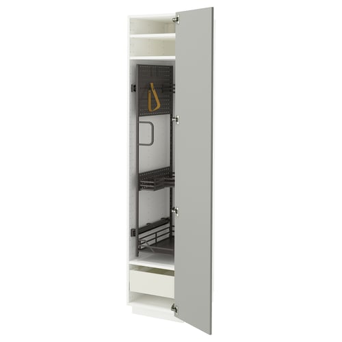 METOD / MAXIMERA Élément haut + rangements prod entr, blanc/Havstorp gris clair, 40x60x200 cm