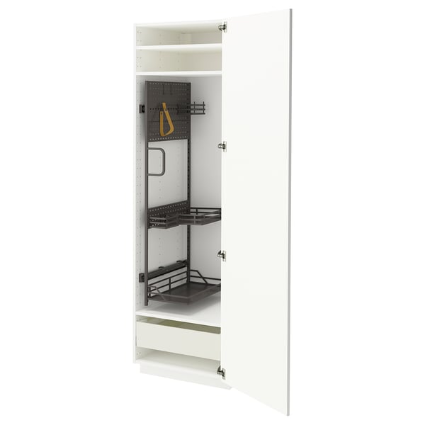 METOD / MAXIMERA Élément haut + rangements prod entr, blanc/Ringhult blanc, 60x60x200 cm