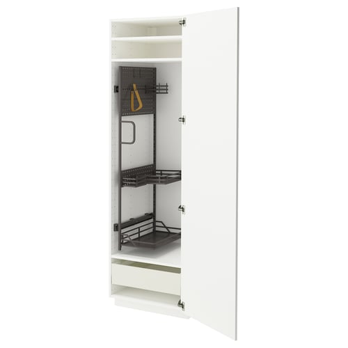 METOD / MAXIMERA Élément haut + rangements prod entr, blanc/Stensund blanc, 60x60x200 cm