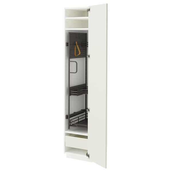METOD / MAXIMERA Élément haut + rangements prod entr, blanc/Veddinge blanc, 40x60x200 cm